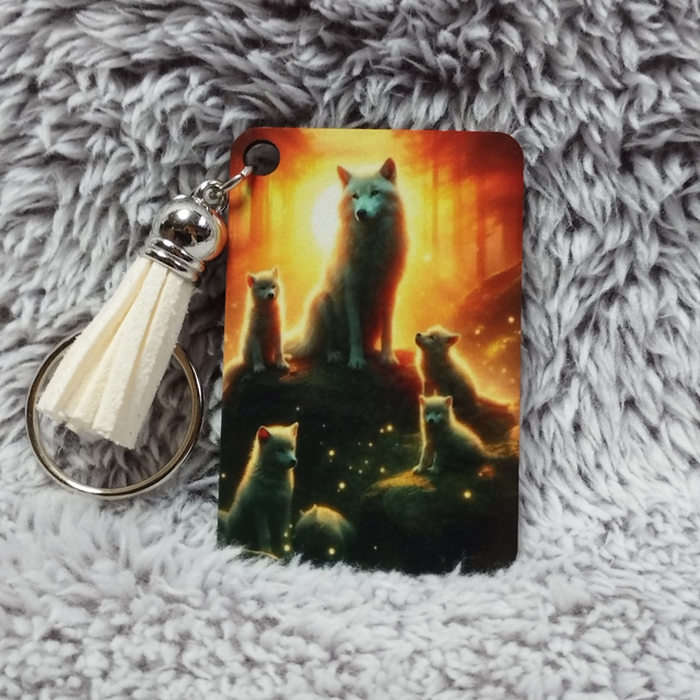 Louve et 5 louveteaux dans la forêt