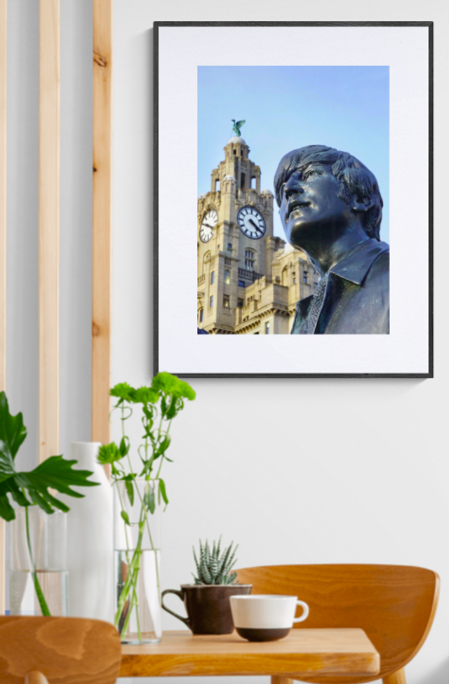 Paul McCartney Statue at The Liver Building - Print