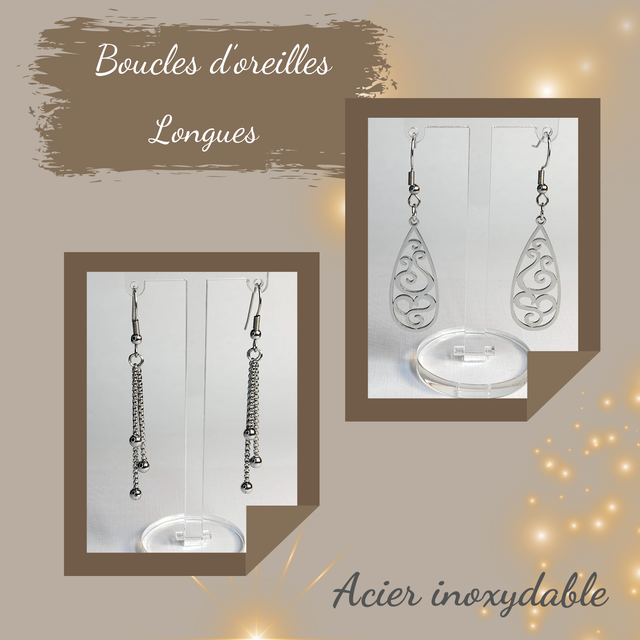 Boucles d&#039;oreilles Acier inoxydable - Longues