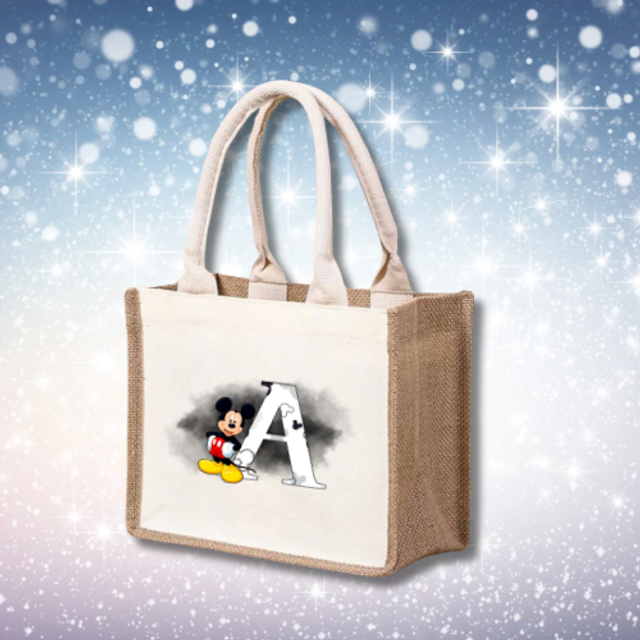 Sac toile de jute Mickey Lettre