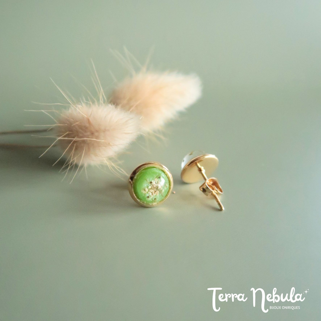 Boucles d'oreilles P'tites Puces Vert pomme Valentine | BO50 | Ombelles