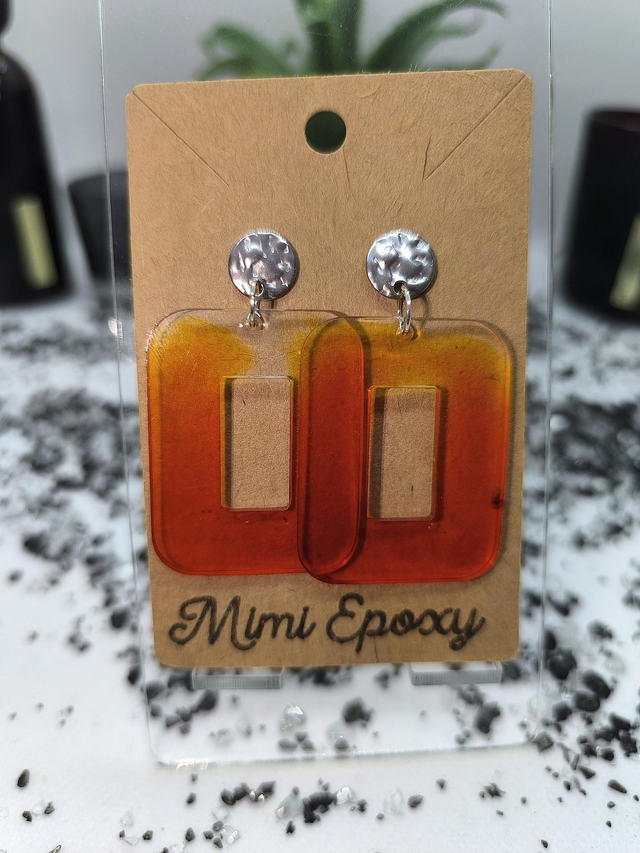 Boucles d'oreilles rectangle (large) orange fumé 