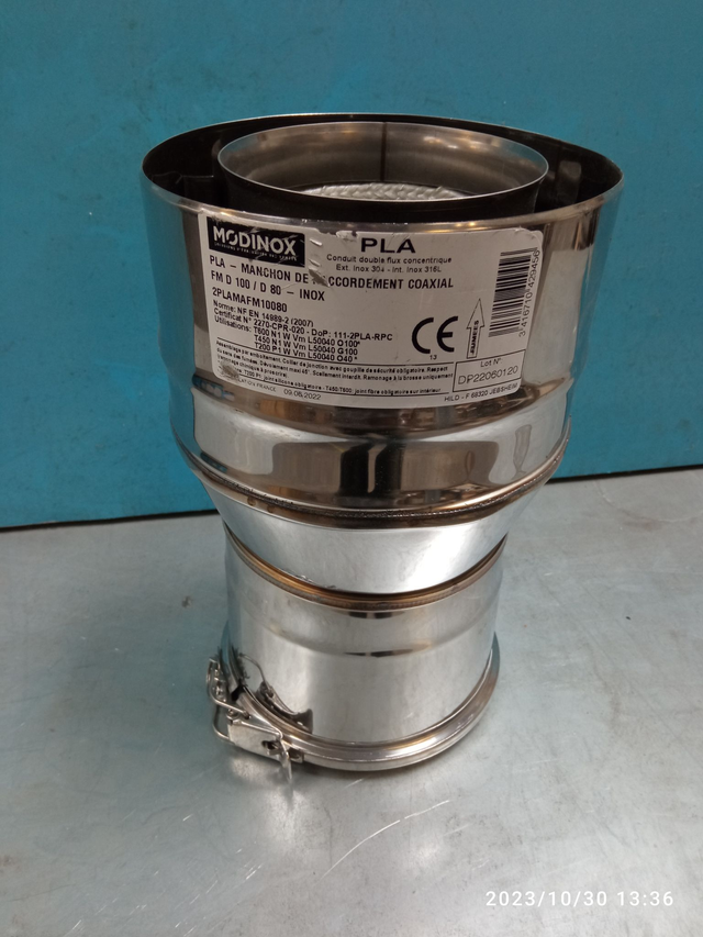 Pla - Manchon De Raccordement Coaxial D100D80 - 2PLAMAFM10080NO 