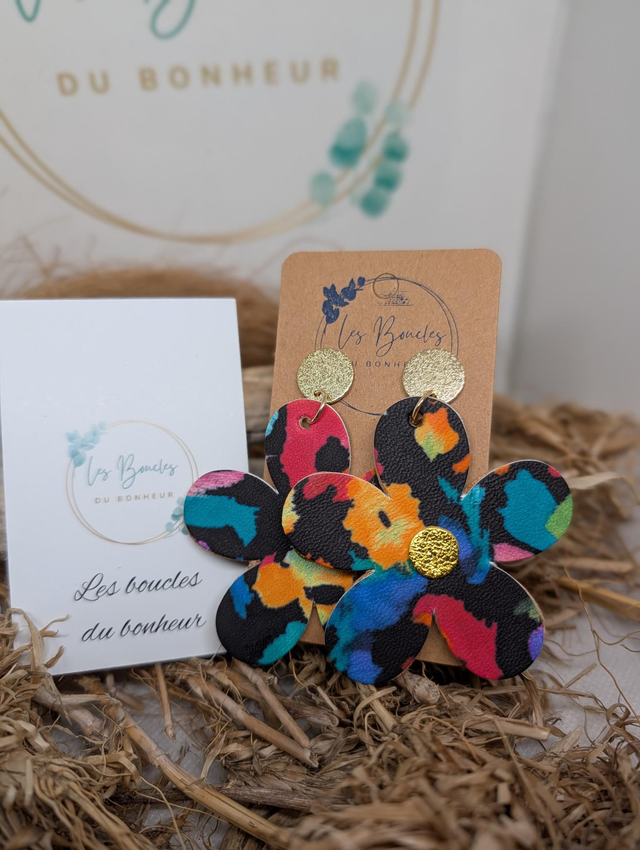 Boucles d'oreilles Marguerite multicolore m633