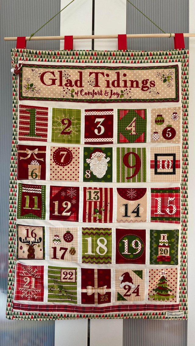 Beautiful Large Christmas Fabric Advent Calendar with free personalised name tag