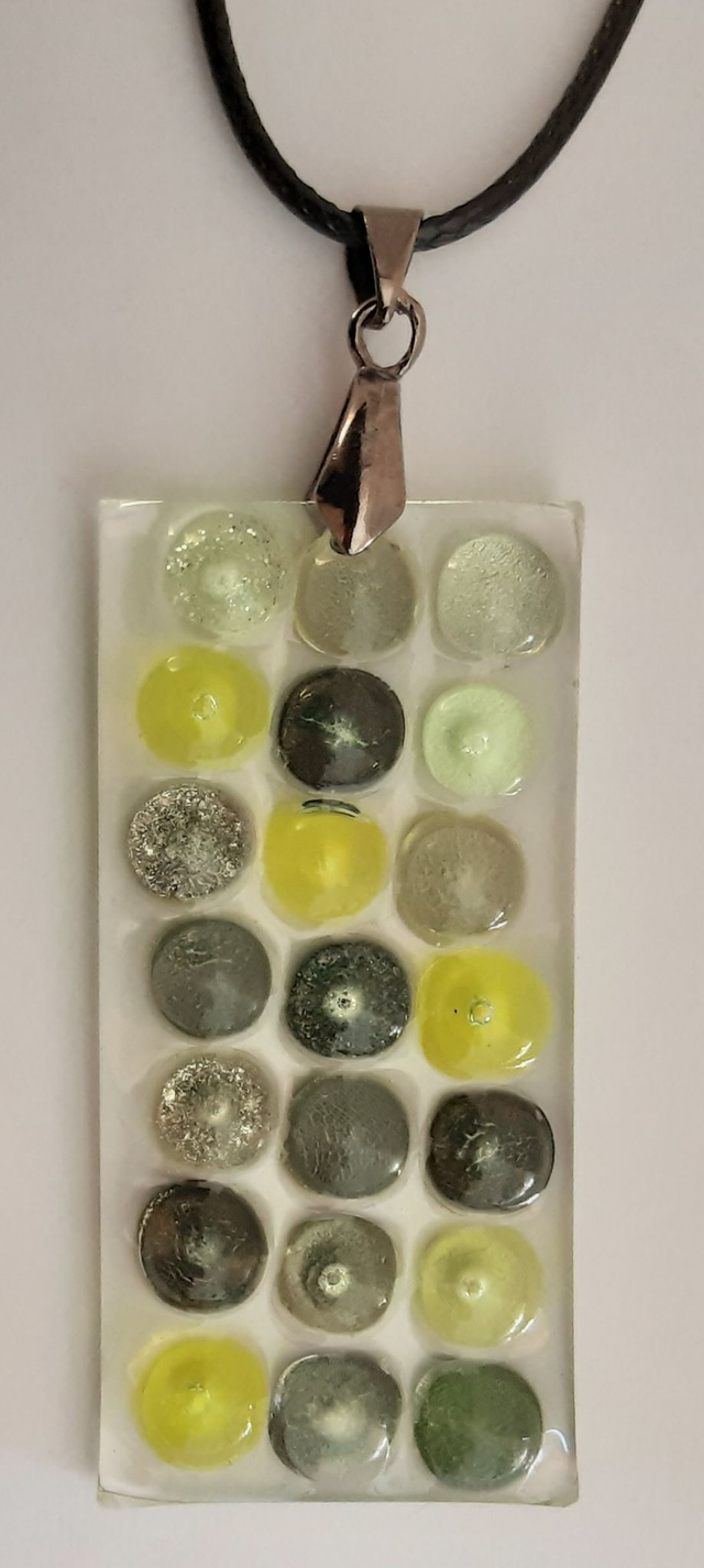 Pendentif grand rectangle collection Cabochon camaïeu de verts