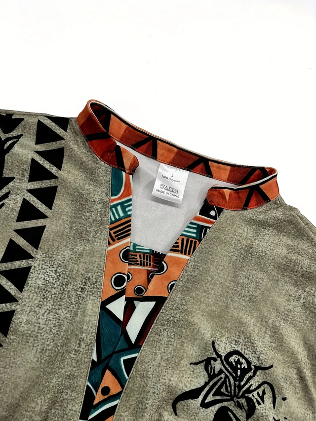 Men's European And American Khaki Ethnic Style Short-Sleeve