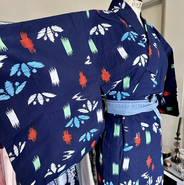 Yukata kimono coton bleu marine 
