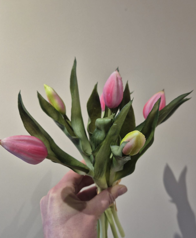 Bosje kunst tulpen roze