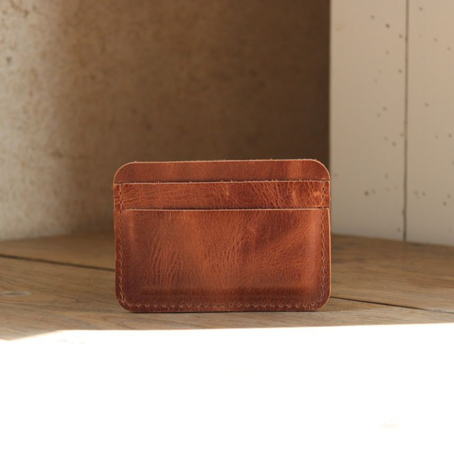 Porte-cartes en cuir de vachette – format  horizontal – fait main 