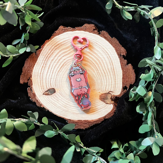 Llavero Jojo&#039;s Bizarre Adventure // Crazy Ratamon - acrílico holográfico arcoiris