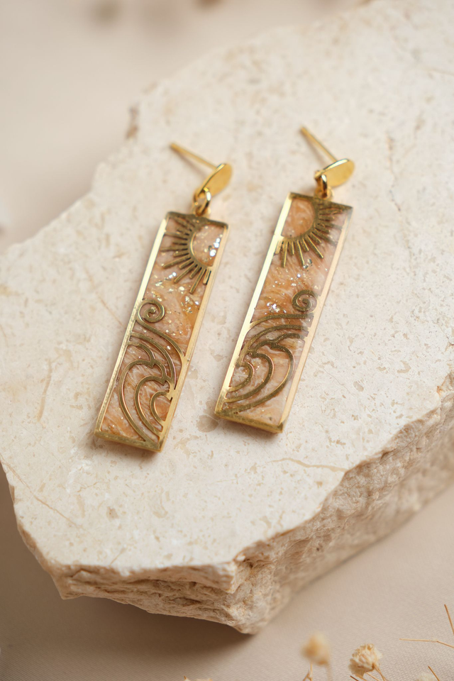 Pendientes de paisaje miel