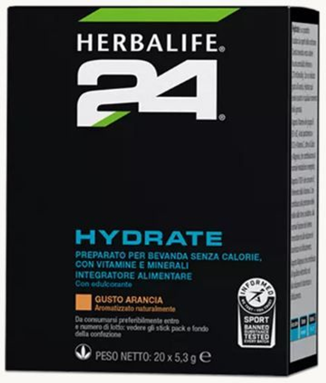Herbalife24® Hydrate Gusto Arancia 20 Bustine – Vitamine B, C e Minerali per Idratazione e Energia