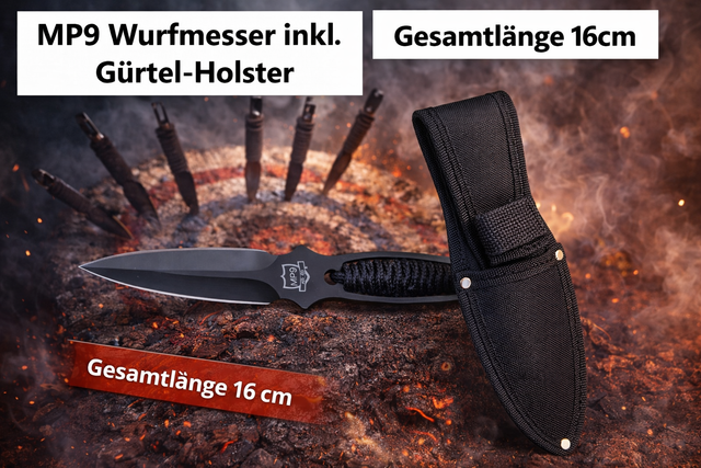 NEU MP9 16cm Wurfmesser Kunai für Sammler Sport Action Movie Film Serien Fans
