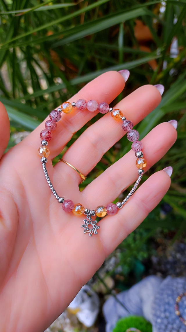 Bracelet "Épanouissement et Joie" Quartz fraise