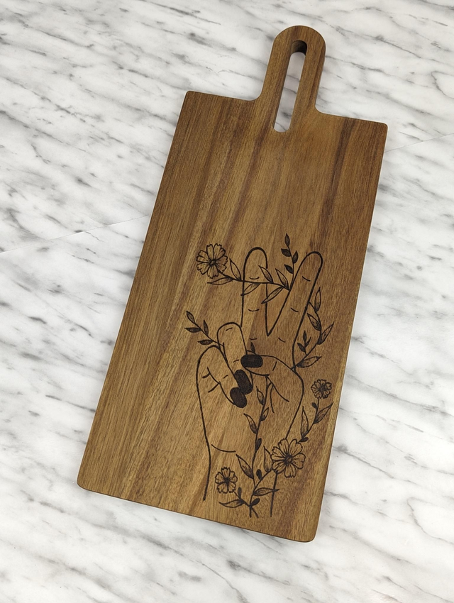 Acacia cut out paddle  ‘FLORAL PEACE’ (L)