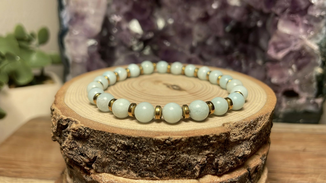 Bracelet AMAZONITE 6mm (Avec hématites)