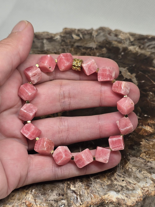 Bracelet Rhodochrosite carrée 1 cm