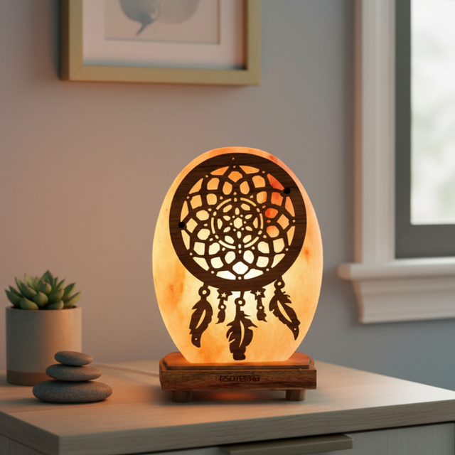 Lampe de Sel d'Himalaya rose à frame - Attrape-Rêves