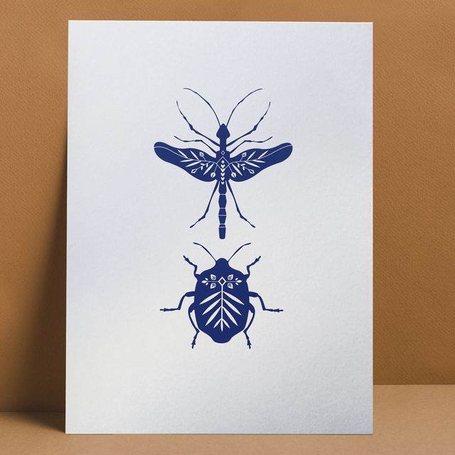 AFFICHE A3 SCARABÉE ET LIBELLULE