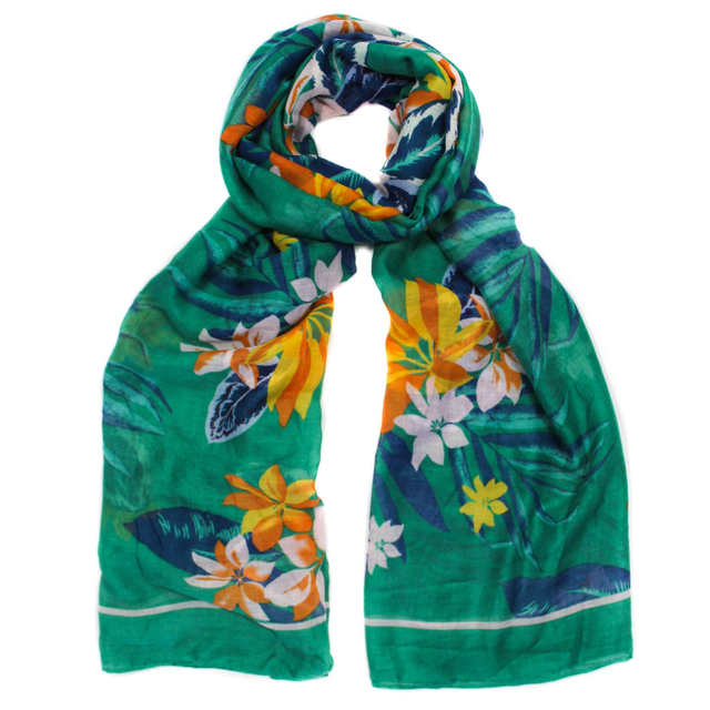 Hazel and Pip Cornwall Green Floral Scarf
