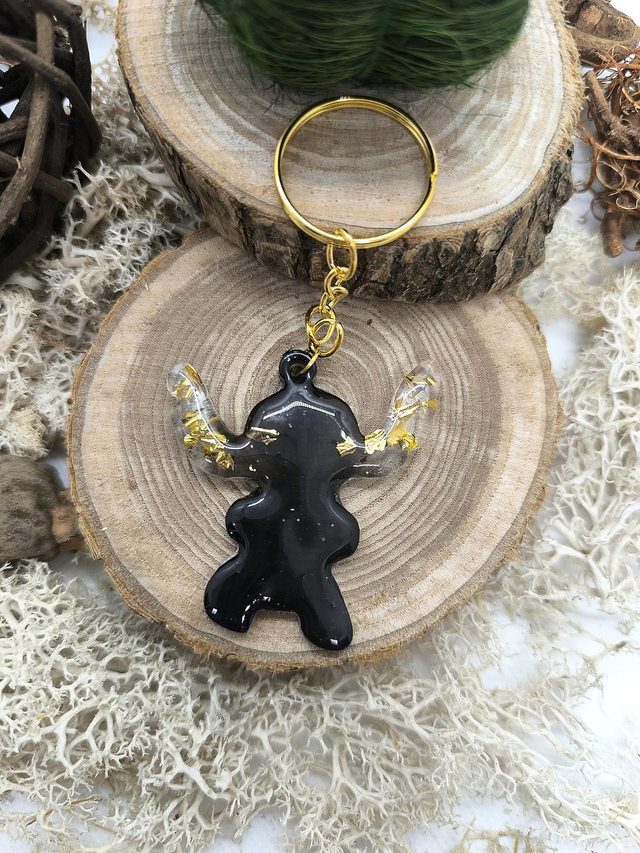 Porte clés Stitch noir et doré 