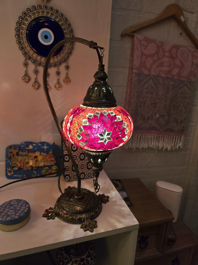 Large Mosaic Swanneck Table Lamp