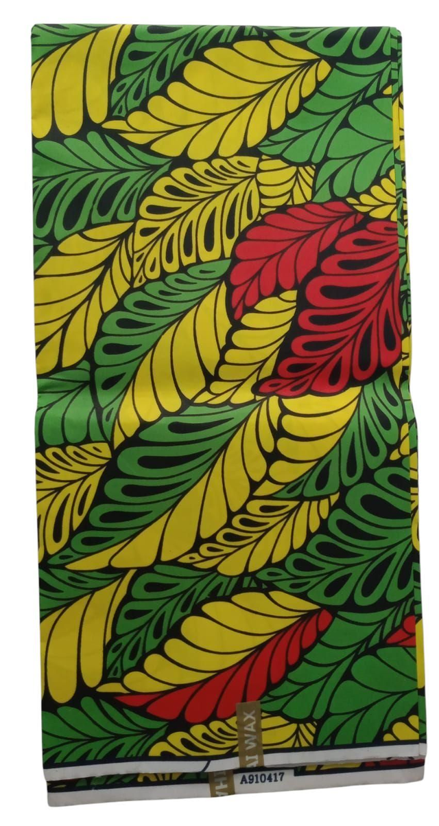 "Feuilles de Goyavier"  Tissu Wax Africain – 6 Yards (≈ 5,48 m) – Qualité Supérieure