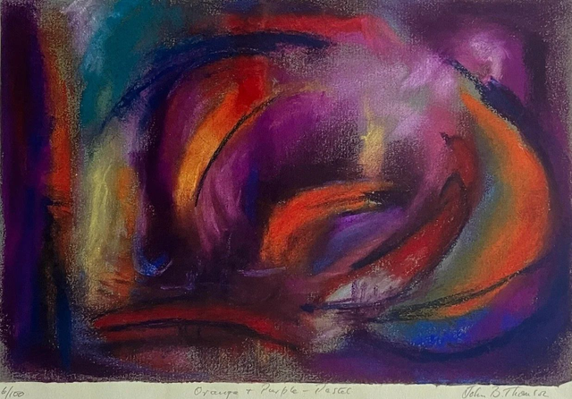 11 Orange and Purple  Pastel Print 15x22cm with mount