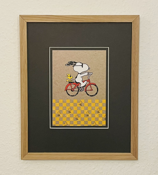 Snoopy Bicycle - Peanuts/Unicef gerahmt 
