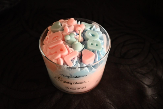 Bougie Baby Shower personnalisée – Cire naturelle & cadeau invité