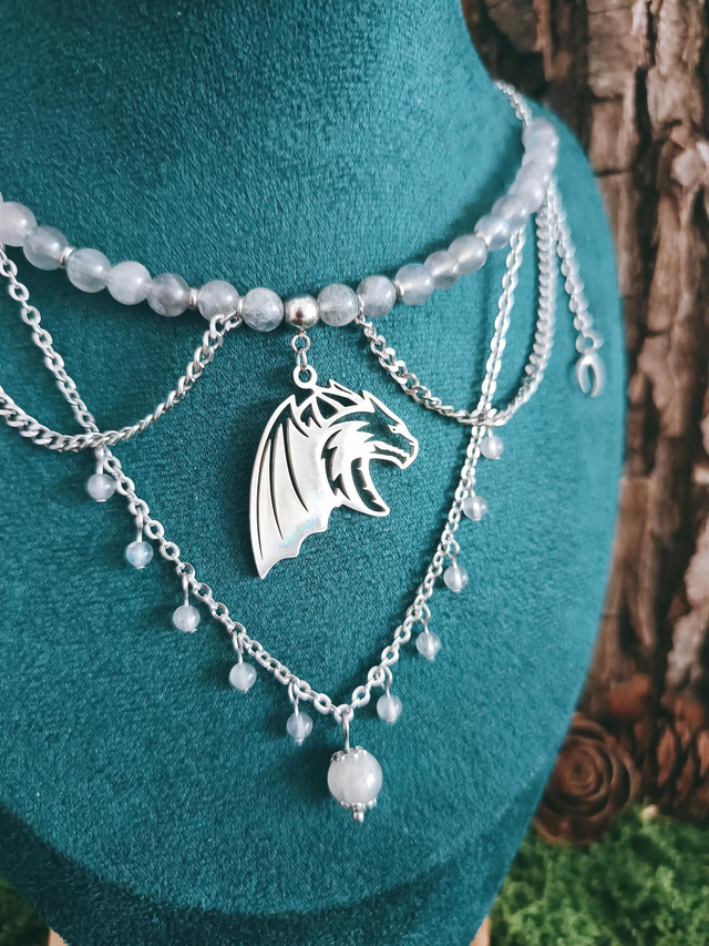 COLLIER - MOON DRAGON (argenté)