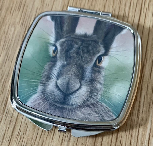 Compact handbag / pocket mirror with Hare design
