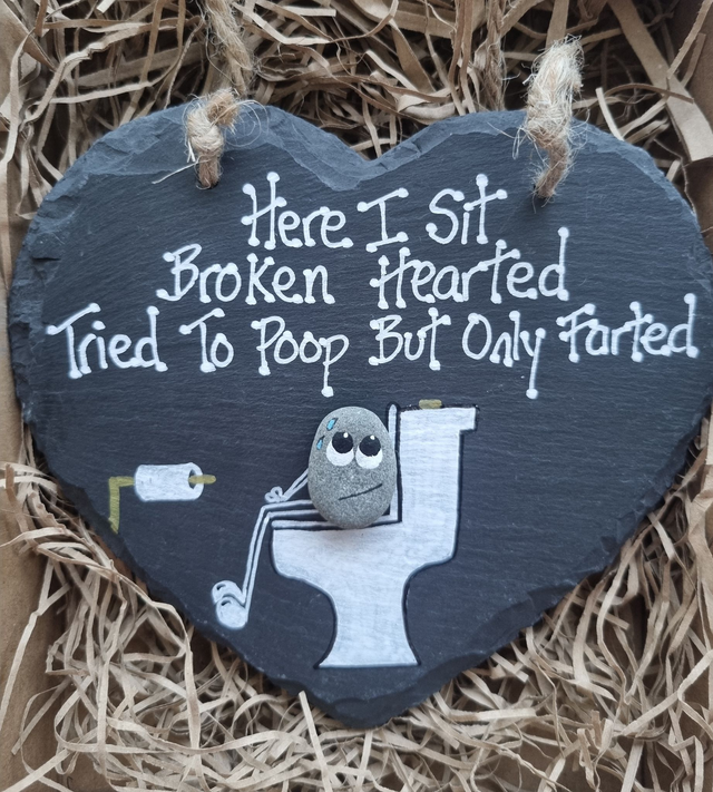 &#039;Here I Sit Broken Hearted.....&#039; Pebble Art Slate