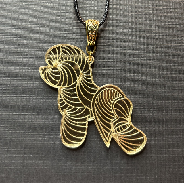 Acryl - Necklace Bichon Frise Gold Mirror