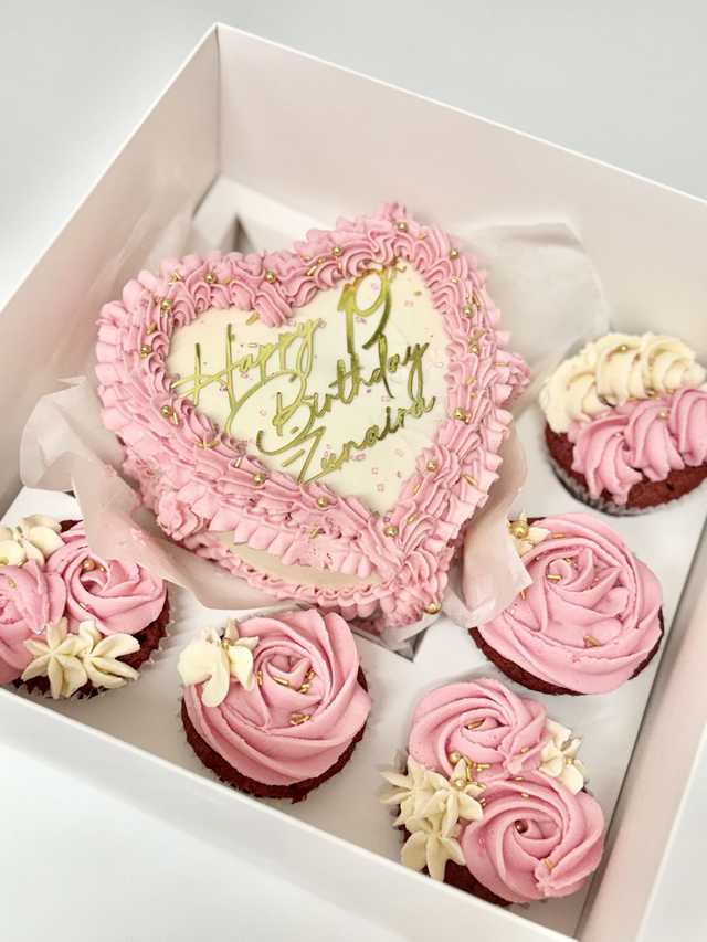 Bento Heart Birthday Cake & Cupcakes