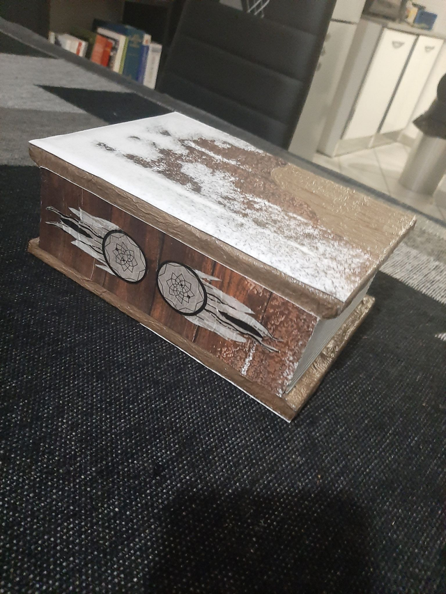 Boîte marron boîte de rangement décorative  en forme de livre  boîte à bijoux 		