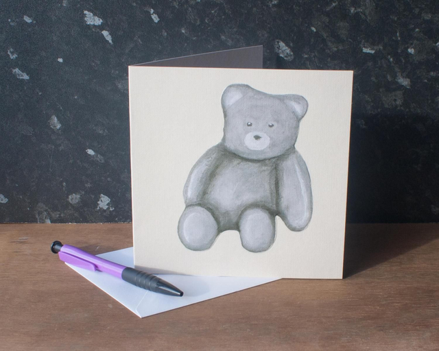 Teddy Bear Greetings Card/Mounted Print (blank inside)