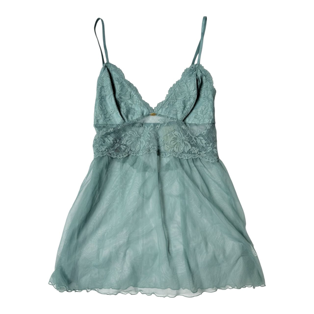 BNWT Japanese brand coquette turquoise lace mesh cami 