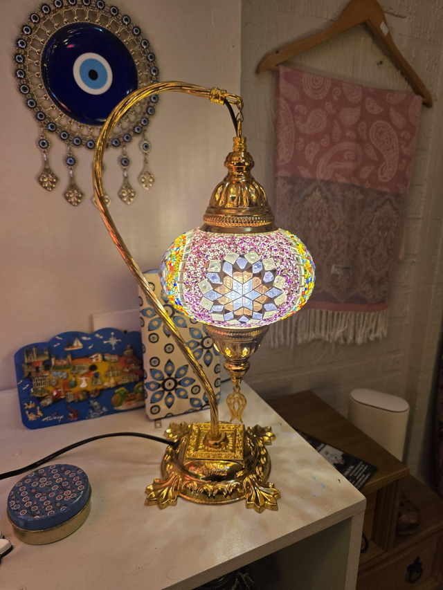 Large Mosaic Swanneck Table Lamp