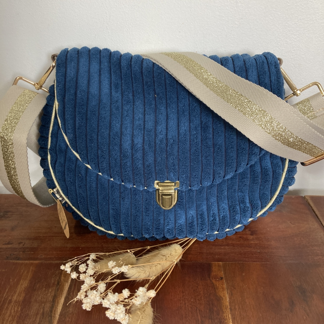 Sac Prune velours bleu foncé 
