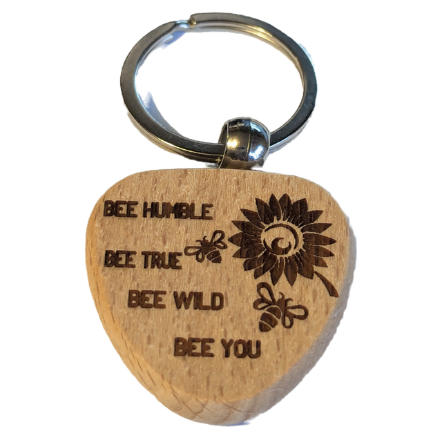 Bee Humble Bee True Bee Wild Bee You Wooden Double Sided Keyring
