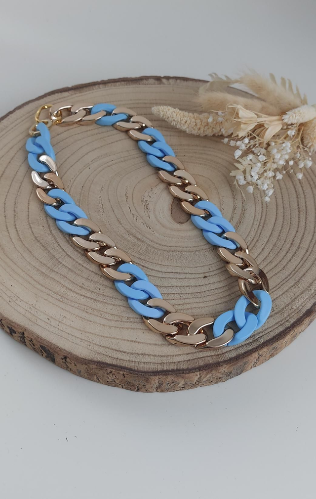 Collier Gaspard bleu doré 