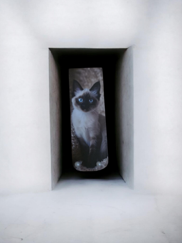 Marque page magnétique portrait de chat. A