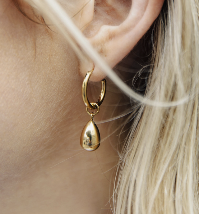 nm gold drop hoop earrings