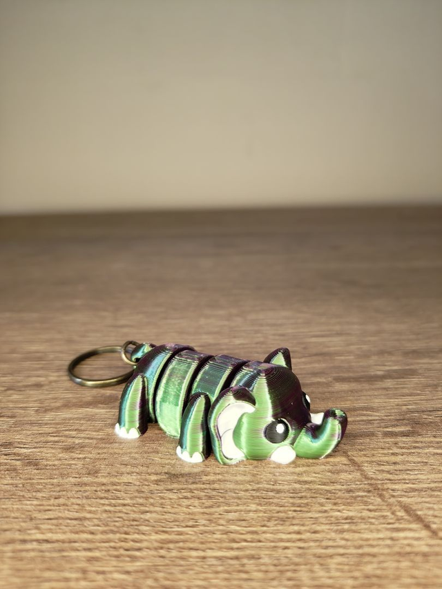 3D Druck: Cute Flexi Elephant - Elefanten Schlüsselanhänger oder Magnet 