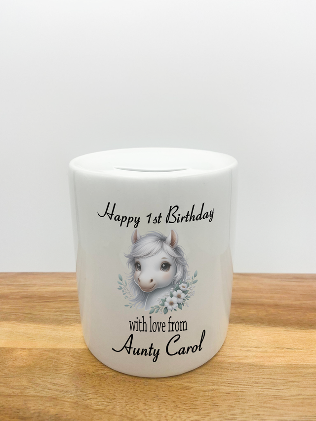 Personalised Money Box - Birthday Horse