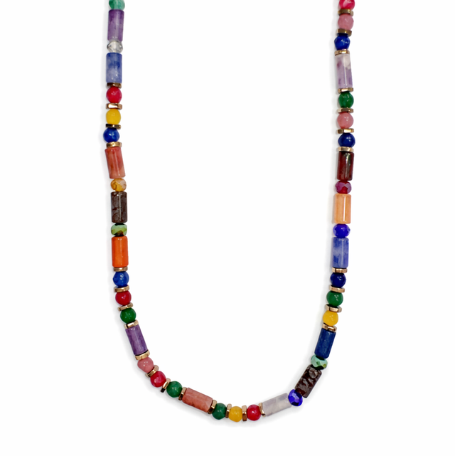 Collar acero piedras multicolor 
