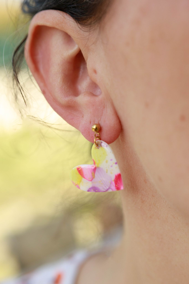 Boucles d'oreilles Coeur Collection Floraison Colorée