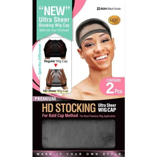 QFITT: HD STOCKING WIG CAP - BLACK NUDE (5224)